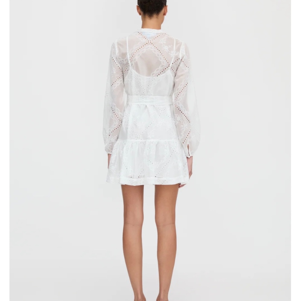 Hill House Mini Dress in White Eyelet - Picture 2 of 3